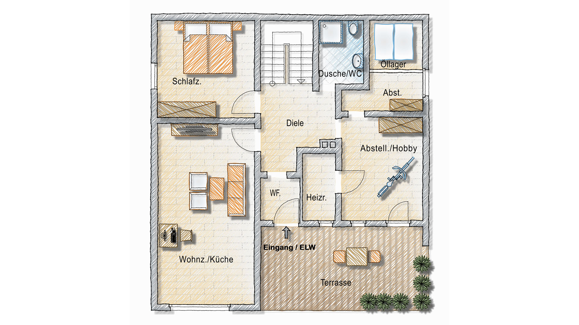 Morsbach: Gepflegtes, großes EFH mit ELW, Grundriss - Sourterrain